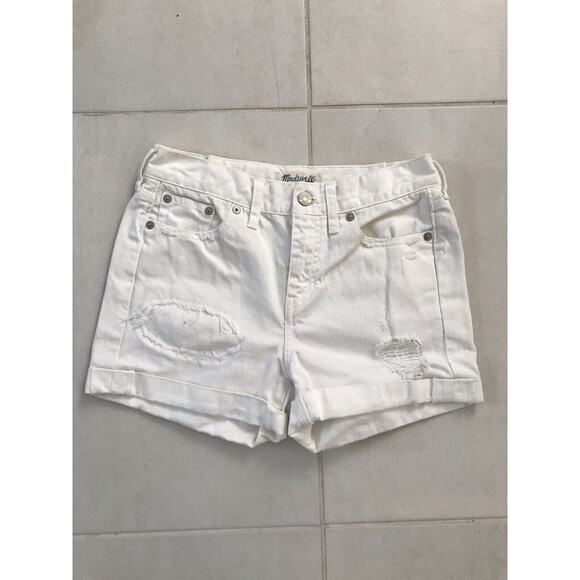 Madewell Distressed Mid Rise Cuffed Denim Shorts - Picture 1 of 11